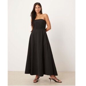 NWT Mango Structured Bandeau Midi Dress in Black